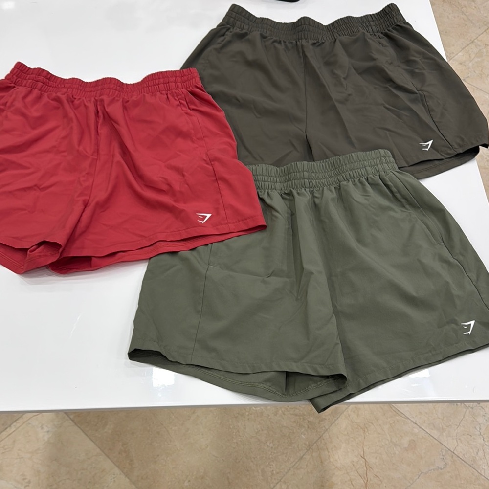Gymshark Red and Green Athletic Shorts Lightweight Moisture-Wicking